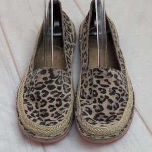 Ariat Espadrille Cheetah Loafers Slip On Women Brown and White Size 7.5